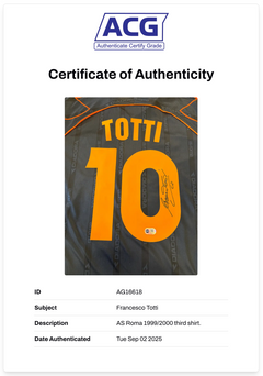 FRANCESCO TOTTI SIGNED AS ROMA 1999/20 THIRD SHIRT (ACG CERT AG16618)-2