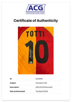FRANCESCO TOTTI SIGNED AS ROMA 2001/02 HOME SHIRT (ACG CERT AG16595)-2