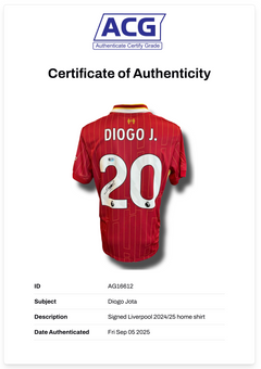 DIOGO JOTA SIGNED LIVERPOOL FC 2024/25 HOME SHIRT (ACG CERT AG16612)-2