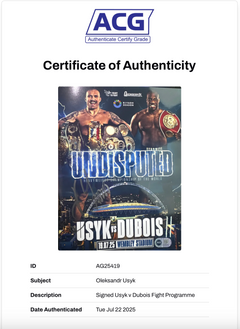 OLEKSANDR USYK SIGNED USYK DUBOIS UNDISPUTED PROGRAMME (ACG CERT AG25419)-2