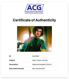 AARON TAYLOR JOHNSON SIGNED 16x12 KICK-ASS PHOTO (ACG CERT AG16560)-2