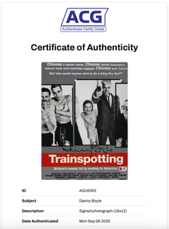 DANNY BOYLE SIGNED TRAINSPOTTING 16x12 PHOTO (ACG CERT AG16563)-2