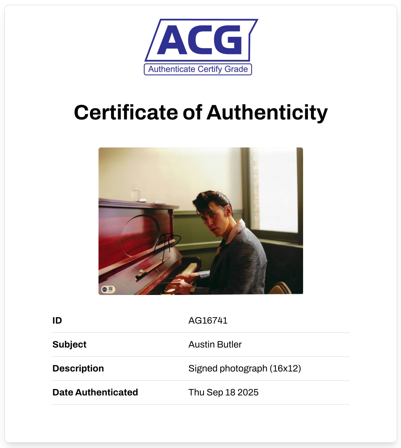 AUSTIN BUTLER SIGNED ELVIS PRESLEY ELVIS 16x12 PHOTO (ACG CERT AG16741)-2