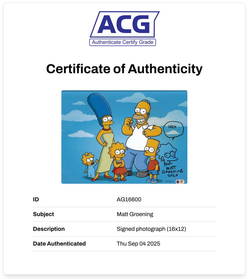 MATT GROENING SIGNED THE SIMPSONS 16x12 PHOTO (ACG CERT AG16600)-2