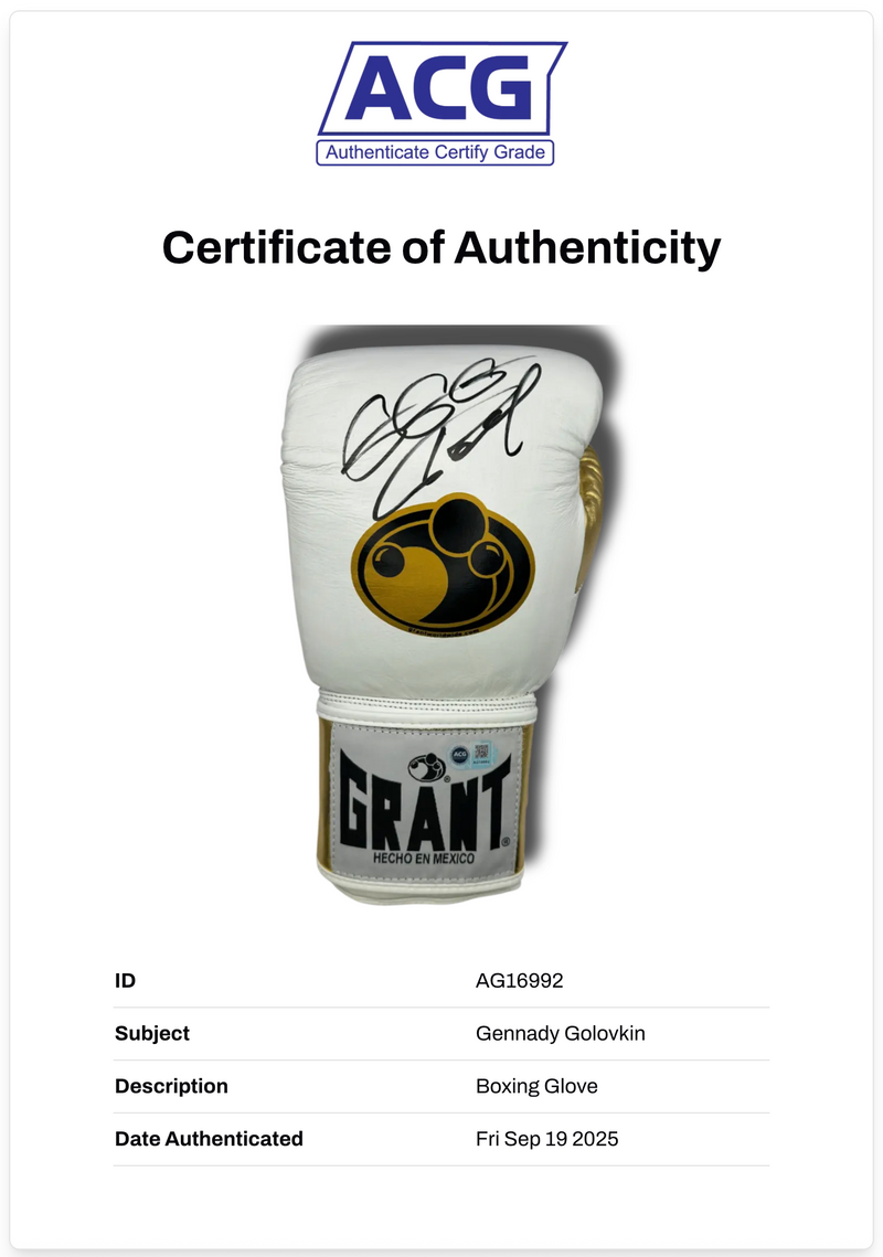 GENNADY GOLOVKIN GGG SIGNED WHITE BOXING GLOVE (ACG CERT AG16992)-2