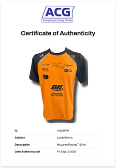 LANDO NORRIS SIGNED MCLAREN CASTORE FORMULA 1 T-SHIRT (ACG CERT AG16979)-2