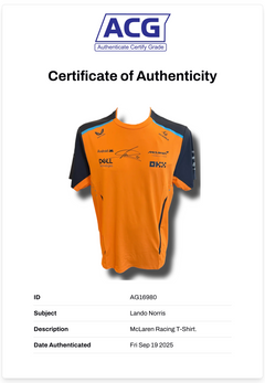 LANDO NORRIS SIGNED MCLAREN CASTORE FORMULA 1 T-SHIRT (ACG CERT AG16980)-2