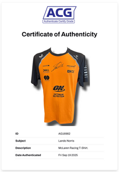 LANDO NORRIS SIGNED MCLAREN CASTORE FORMULA 1 T-SHIRT (ACG CERT AG16982)-2