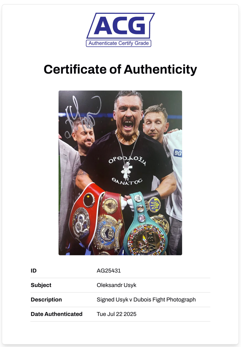 OLEKSANDR USYK SIGNED 16x12 UNDISPUTED CHAMP PHOTO (ACG CERT AG25431)-2
