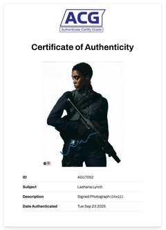 LASHANA LYNCH SIGNED JAMES BOND NO TIME TO DIE 14x11 PHOTO (ACG CERT AG17052)-2