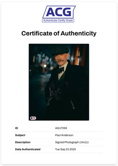 PAUL ANDERSON ARTHUR SHELBY SIGNED 14x11 PEAKY BLINDERS PHOTO (ACG CERT AG17059)-2