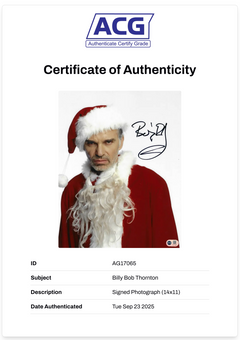 BILLY BOB THORNTON SIGNED BAD SANTA 14x11 PHOTOGRAPH (ACG CERT AG17065)-2