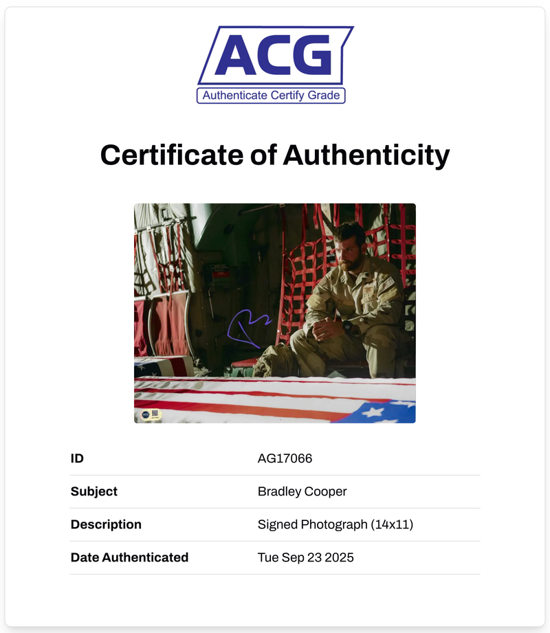 BRADLEY COOPER SIGNED 14x11 PHOTOGRAPH AMERCAN SNIPER (ACG CERT AG17066)-2