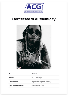 TY DOLLA $IGN SIGNED 14X11 PHOTOGRAPH RAPPER VULTURES (ACG CERT AG17070)-2