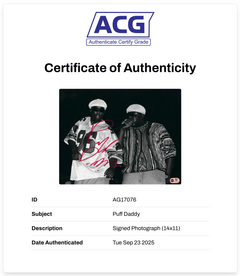 PUFF DADDY DIDDY SIGNED 14x11 PHOTO BAD BOY NOTORIOUS BIG (ACG CERT AG17076)-2