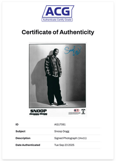 SNOOP DOGGY DOGG SIGNED 14X11 DEATH ROW PROMO PHOTO (ACG CERT AG17081)-2
