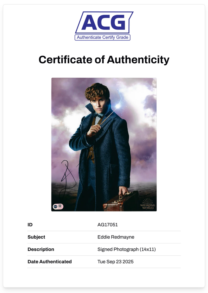 EDDIE REDMAYNE SIGNED WIZARDING WORLD 14x11 PHOTO (ACG CERT AG17051)-2
