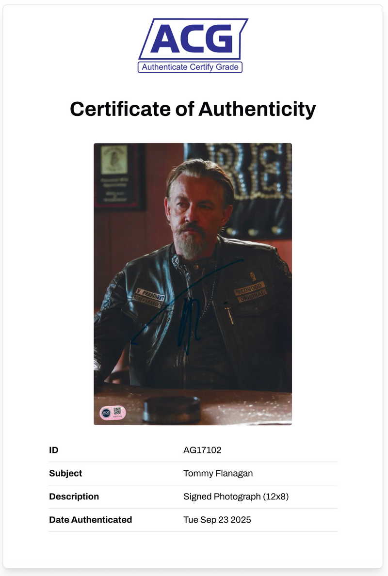 TOMMY FLANAGAN SIGNED CHIBS SONS OF ANARCHY 12x8 PHOTO (ACG CERT AG17102)-2
