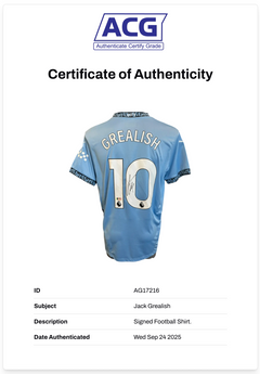 JACK GREALISH SIGNED 2024/25 MANCHESTER CITY HOME SHIRT (ACG CERT AG17216)-2