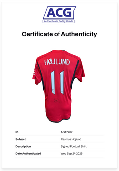 RASMUS HOJLUND SIGNED 2023/24 MANCHESTER UTD HOME SHIRT (ACG CERT AG17207)-2