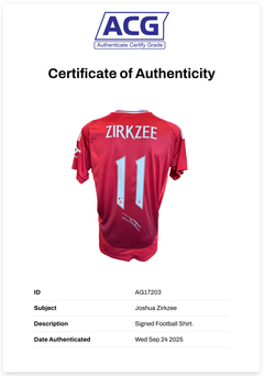 JOSHUA ZIRKZEE SIGNED 2024/25 MANCHESTER UNITED HOME SHIRT (ACG CERT AG17203)-2