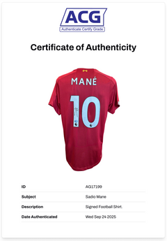 SADIO MANE SIGNED LIVERPOOL FC 2019/20 HOME SHIRT (ACG CERT AG17199)-2