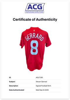 STEVEN GERRARD SIGNED LIVERPOOL FC 2008/10 HOME SHIRT (ACG CERT AG17195)-2