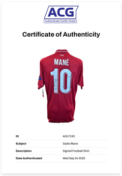 SADIO MANE SIGNED LIVERPOOL FC 2018/19 UCL FINAL MADRID SHIRT (ACG CERT AG17193)-2