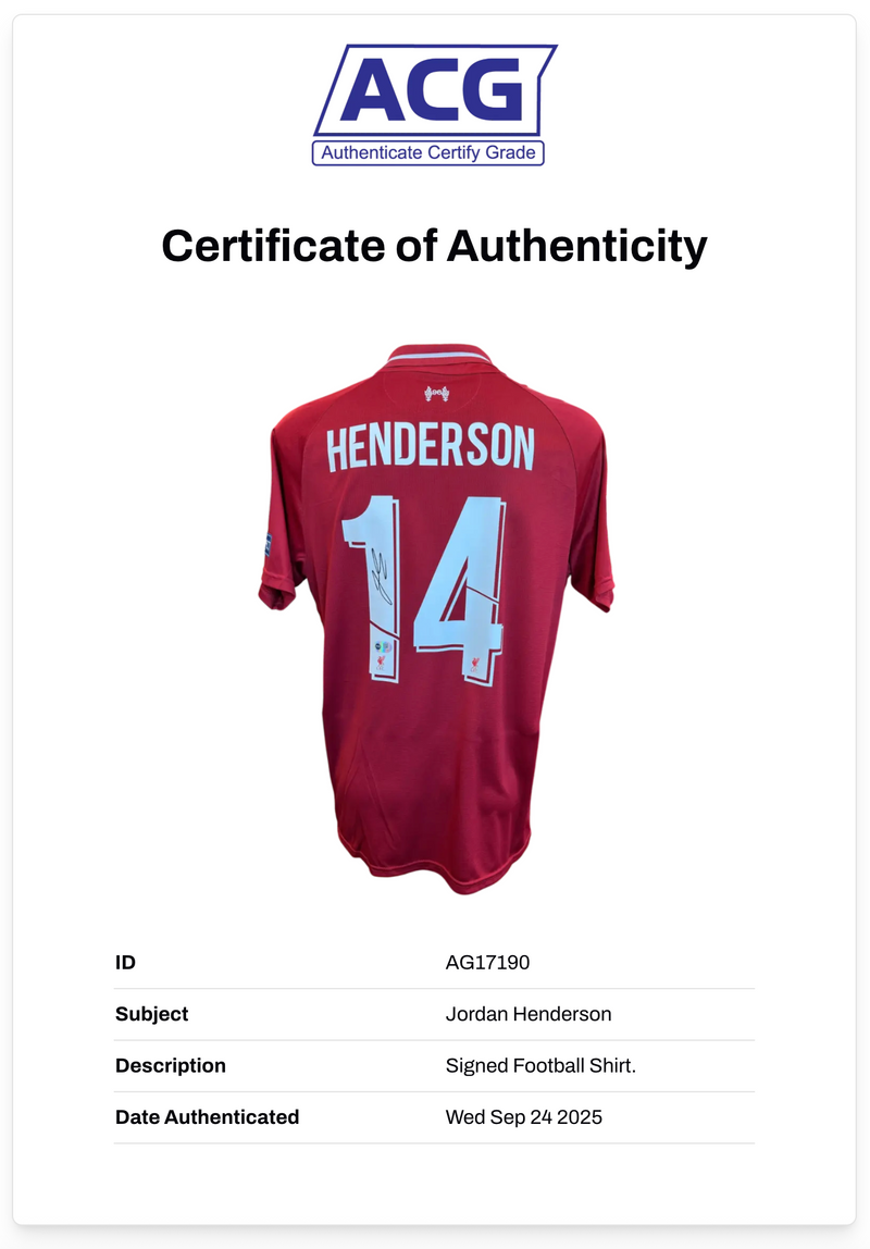 JORDAN HENDERSON SIGNED 2018/19 LIVERPOOL UCL FINAL MADRID SHIRT (ACG CERT AG17190)-2