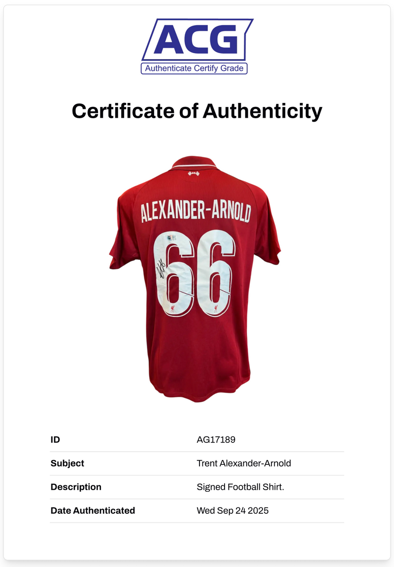TRENT ALEXANDER ARNOLD SIGNED LFC 2018/19 MADRID UCL FINAL HOME SHIRT (ACG CERT AG17189)-2