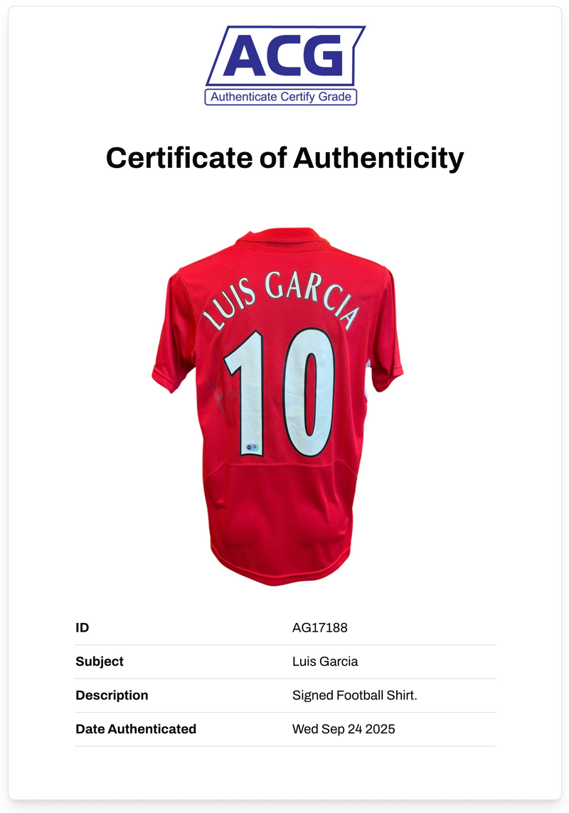 LUIS GARCIA SIGNED LIVERPOOL FC 2005 ISTANBUL HOME SHIRT (ACG CERT AG17188)-2