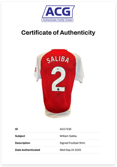 WILLIAM SALIBA SIGNED ARSENAL FC 2024/25 HOME SHIRT (ACG CERT AG17236)-2