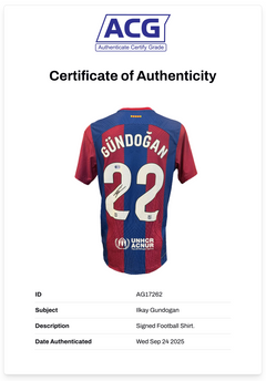 ILKAY GUNDOGAN SIGNED FC BARCELONA 2023/24 HOME SHIRT (ACG CERT AG17262)-2