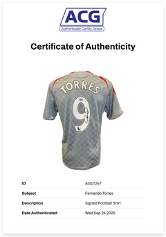 FERNANDO TORRES SIGNED LIVERPOOL 2008/09 AWAY SHIRT (ACG CERT AG17247)-2