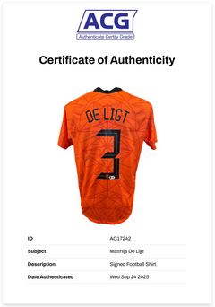 MATTHIJS DE LIGT SIGNED NETHERLANDS HOLLAND 2021/22 HOME SHIRT (ACG CERT AG17242)-2