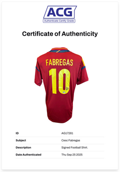 CESC FABREGAS SIGNED SPAIN EURO 2012 WIN HOME SHIRT (ACG CERT AG17281)-2