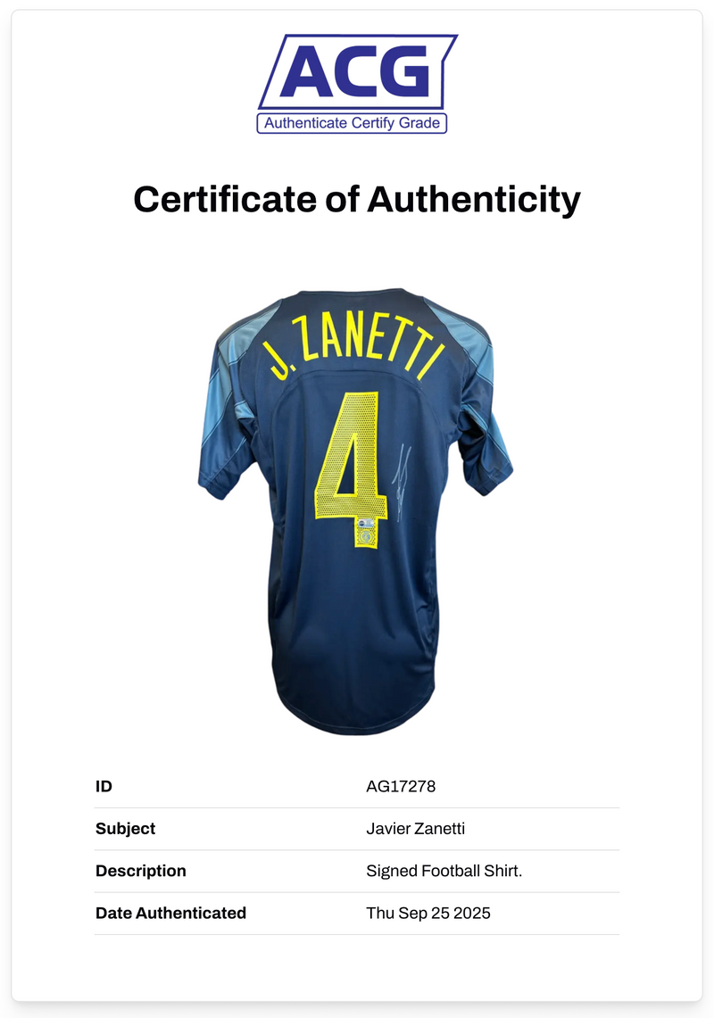 JAVIER ZANETTI SIGNED INTER MILAN 2004/05 AWAY SHIRT (ACG CERT AG17278)-2