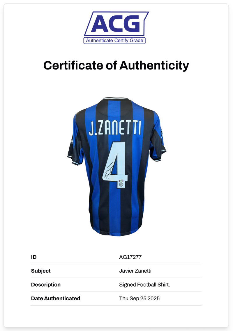 JAVIER ZANETTI SIGNED INTER MILAN 2010 UCL FINAL SHIRT (ACG CERT AG17277)-2