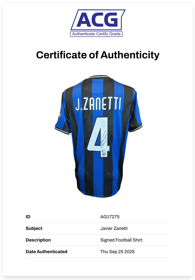 JAVIER ZANETTI SIGNED INTER MILAN 2010 UCL FINAL SHIRT (ACG CERT AG17275)-2