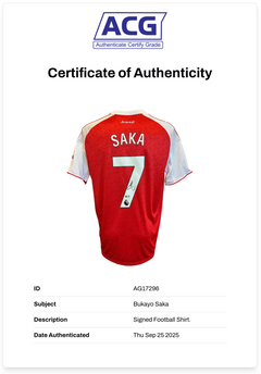 BUKAYO SAKA SIGNED ARSENAL FC 2025/26 HOME SHIRT (ACG CERT AG17296)-2