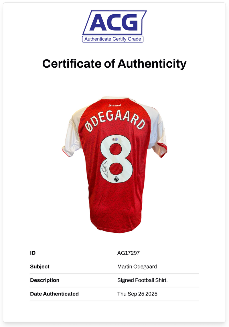 MARTIN ODEGAARD SIGNED ARSENAL FC 2025/26 HOME SHIRT (ACG CERT AG17297)-2