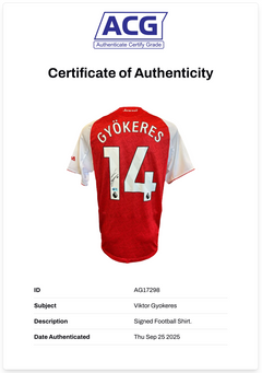 VIKTOR GYOKERES SIGNED ARSENAL FC 2025/26 HOME SHIRT (ACG CERT AG17298)-2