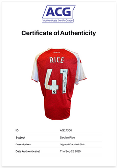 DECLAN RICE SIGNED 2025/26 ARSENAL FC HOME SHIRT (ACG CERT AG17300)-2