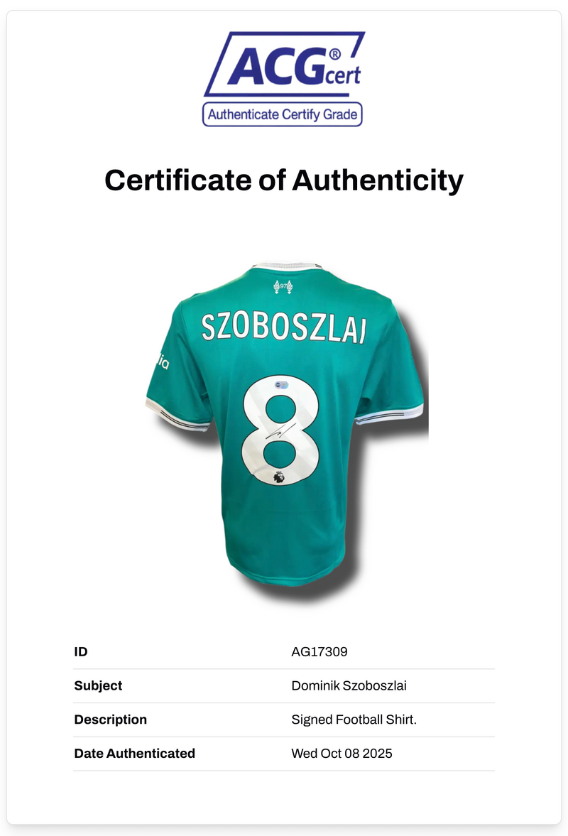 DOMINIK SZOBOSZLAI SIGNED 25/26 LIVERPOOL THIRD SHIRT (ACG CERT AG17309)-2