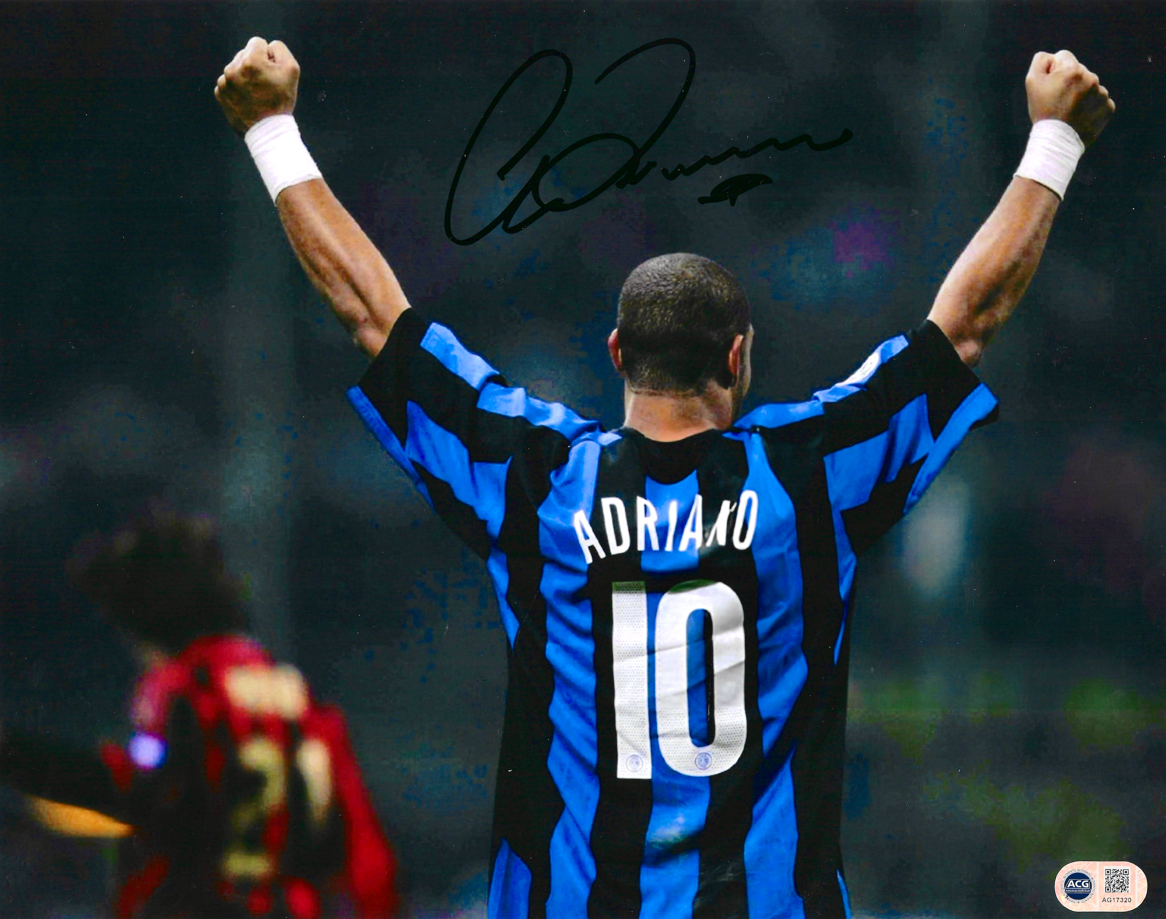 ADRIANO SIGNED INTER MILAN LEGEND 14x11 PHOTO (ACG CERT AG17320)
