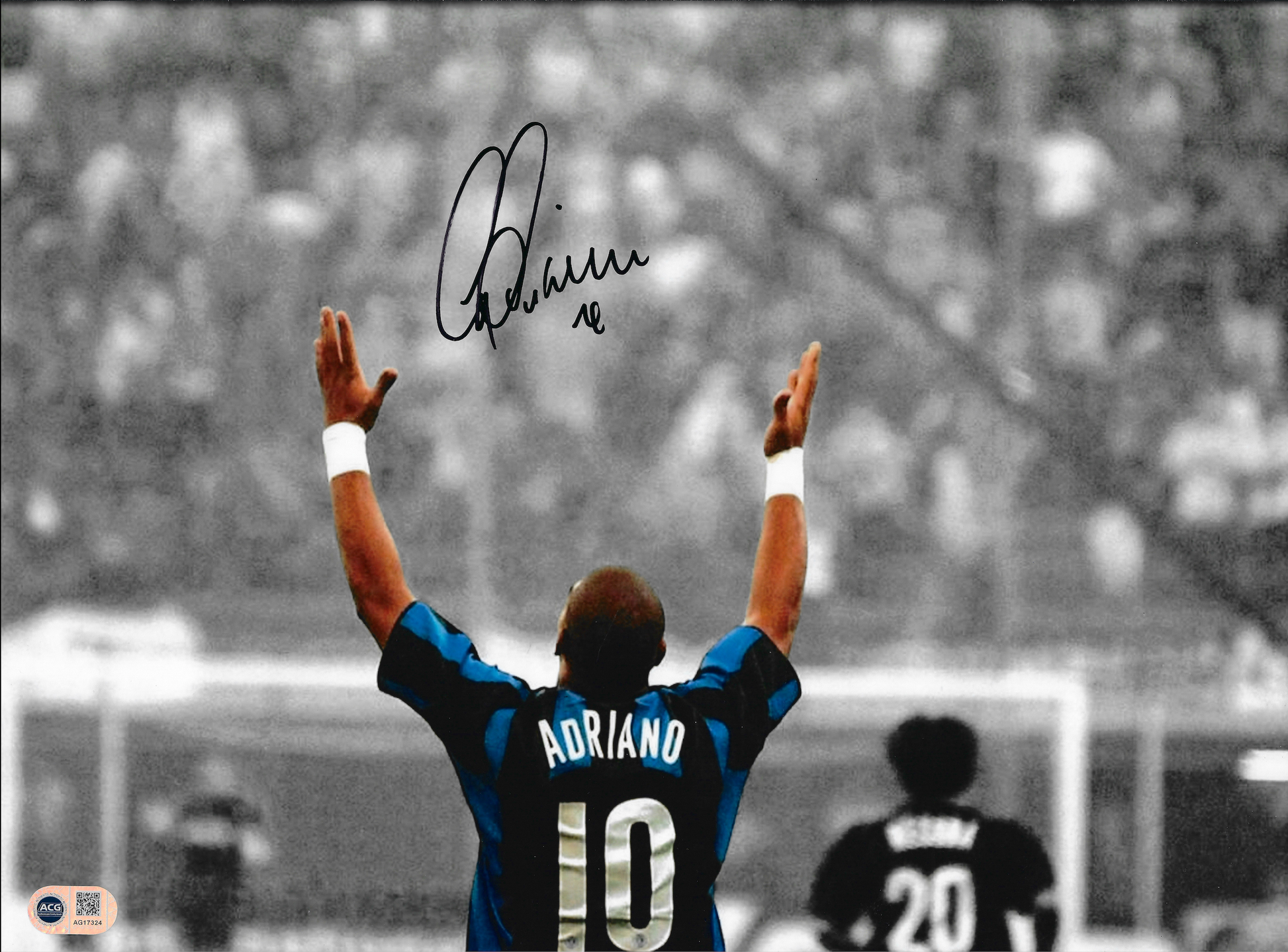 ADRIANO SIGNED INTER MILAN LEGEND 16x12 PHOTO (ACG CERT AG17324)-1