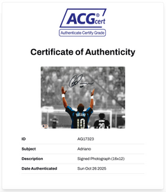 ADRIANO SIGNED INTER MILAN LEGEND 16x12 PHOTO (ACG CERT AG17323)-3