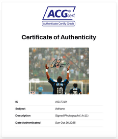 ADRIANO SIGNED INTER MILAN LEGEND 14x11 PHOTO (ACG CERT AG17319)-3
