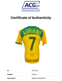 ADRIANO SIGNED BRAZIL 2004/06 HOME SHIRT (ACG CERT AG17332)-4