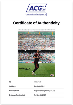 PAOLO MALDINI SIGNED AC MILAN ITALY LEGEND 14x11 PHOTO (ACG CERT AG17419)-3